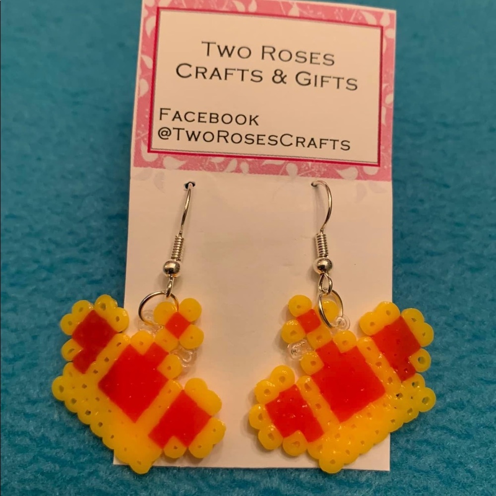 Mini perler bead crown earrings